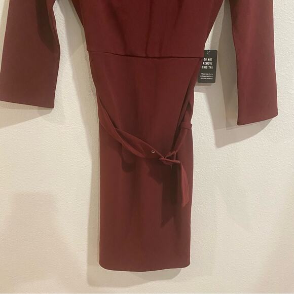 Express Burgundy Belted Midi Dress Sz XS NWT - Picture 3 of 13